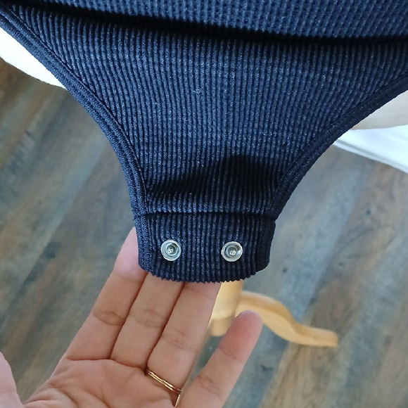 Aura Black Racerback Ribbed Bodysuit - Picture 6 of 6